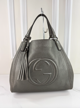 GUCCI SOHO TOTE METALLIC GUN METAL MEDIUM