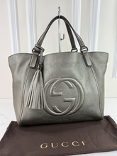 GUCCI SOHO TOTE METALLIC GUN METAL MEDIUM