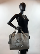 GUCCI SOHO TOTE METALLIC GUN METAL MEDIUM