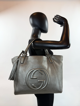 GUCCI SOHO TOTE METALLIC GUN METAL MEDIUM
