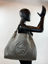 GUCCI SOHO TOTE METALLIC GUN METAL MEDIUM