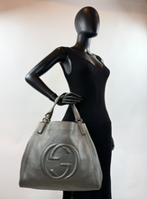 GUCCI SOHO TOTE METALLIC GUN METAL MEDIUM