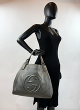 GUCCI SOHO TOTE METALLIC GUN METAL MEDIUM