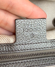 GUCCI SOHO TOTE METALLIC GUN METAL MEDIUM