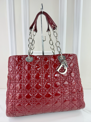 DIOR CANNAGE SITCH LADY DIOR QUILTED PATENT TOTE