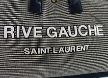 YSL RIVE GAUCHE EMBROIDERED TOTE BLACK/BEIGE