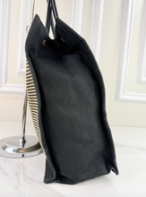 YSL RIVE GAUCHE EMBROIDERED TOTE BLACK/BEIGE