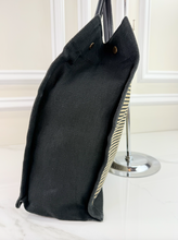 YSL RIVE GAUCHE EMBROIDERED TOTE BLACK/BEIGE