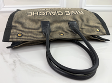 YSL RIVE GAUCHE EMBROIDERED TOTE BLACK/BEIGE