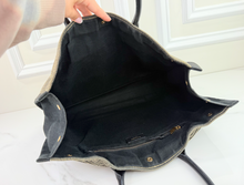 YSL RIVE GAUCHE EMBROIDERED TOTE BLACK/BEIGE