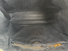 YSL RIVE GAUCHE EMBROIDERED TOTE BLACK/BEIGE