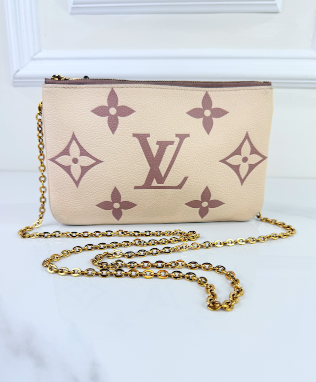 LOUIS VUITTON DOUBLE ZIP EMPREINTE GIANT CREME BOIS DE ROSE