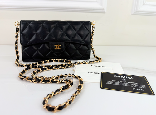 CHANEL LARGE GUSSET FLAP WALLET / WOC LAMBSKIN