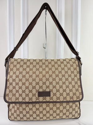 GUCCI GG CANVAS FLAP MESSENGER BAG