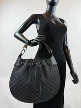 GUCCI DRAWSTING HOBO BRAIDED HANDLE LARGE IN BLACK