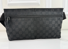 GUCCI BELT BAG GG WEB DOUBLE POCKET IN ALL BLACK