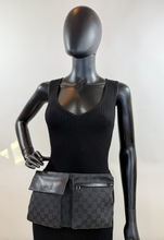 GUCCI BELT BAG GG WEB DOUBLE POCKET IN ALL BLACK