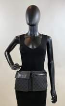 GUCCI BELT BAG GG WEB DOUBLE POCKET IN ALL BLACK