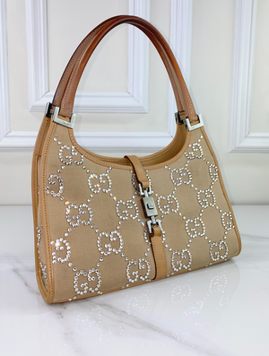 GUCCI JACKI JUMBO GG KHAKI CRYSTAL