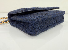 CHANEL 19 QUILTED WOOL TWEED WALLET ON CHAIN IN DENIM BLUE