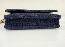 CHANEL 19 QUILTED WOOL TWEED WALLET ON CHAIN IN DENIM BLUE