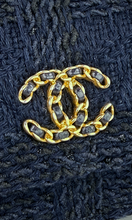 CHANEL 19 QUILTED WOOL TWEED WALLET ON CHAIN IN DENIM BLUE