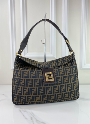 FENDI VINTAGE MAMA BAGUETTE ZUCCA FLAP LARGE HOBO