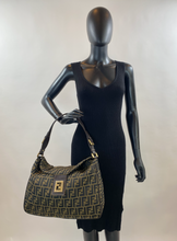 FENDI VINTAGE MAMA BAGUETTE ZUCCA FLAP LARGE HOBO