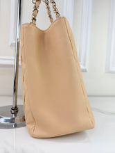 CHANEL CAVIAR QUILTED GRAND SHOPPING TOTE BEIGE & SILVER