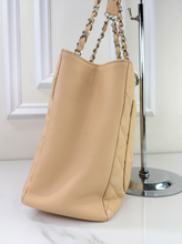 CHANEL CAVIAR QUILTED GRAND SHOPPING TOTE BEIGE & SILVER