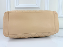 CHANEL CAVIAR QUILTED GRAND SHOPPING TOTE BEIGE & SILVER