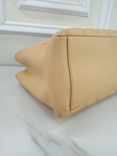 CHANEL CAVIAR QUILTED GRAND SHOPPING TOTE BEIGE & SILVER