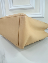 CHANEL CAVIAR QUILTED GRAND SHOPPING TOTE BEIGE & SILVER
