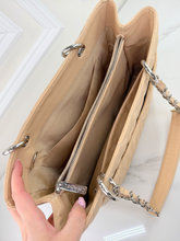 CHANEL CAVIAR QUILTED GRAND SHOPPING TOTE BEIGE & SILVER