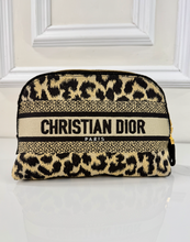 DIOR LARGE EMBROIDERED COSMETIC CASE IN LEOPARD