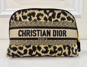 DIOR LARGE EMBROIDERED COSMETIC CASE IN LEOPARD