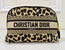DIOR LARGE EMBROIDERED COSMETIC CASE IN LEOPARD