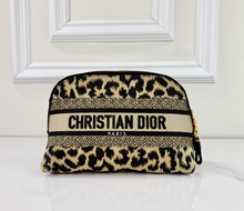 DIOR LARGE EMBROIDERED COSMETIC CASE IN LEOPARD
