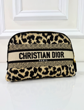 DIOR LARGE EMBROIDERED COSMETIC CASE IN LEOPARD