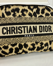 DIOR LARGE EMBROIDERED COSMETIC CASE IN LEOPARD