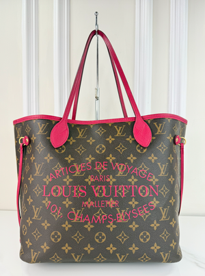 LOUIS VUITTON NEVERFULL MM "ARTICLES DE VOYAGE" LIMITED EDITION IN ROSE