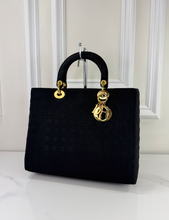DIOR VINTAGE NYLON LADY BAG IN BLACK AND GOLD