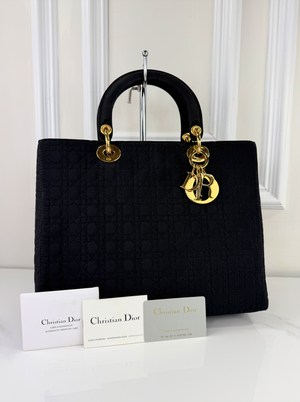 DIOR VINTAGE NYLON LADY BAG IN BLACK AND GOLD
