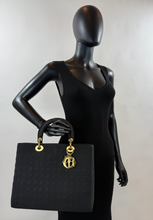 DIOR VINTAGE NYLON LADY BAG IN BLACK AND GOLD