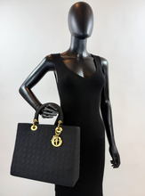 DIOR VINTAGE NYLON LADY BAG IN BLACK AND GOLD