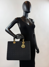 DIOR VINTAGE NYLON LADY BAG IN BLACK AND GOLD