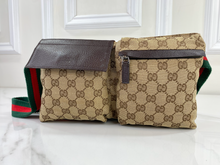 GUCCI BELT BAG GG WEB DOUBLE POCKET IN MONOGRAM
