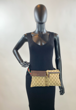 GUCCI BELT BAG GG WEB DOUBLE POCKET IN MONOGRAM
