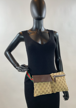 GUCCI BELT BAG GG WEB DOUBLE POCKET IN MONOGRAM
