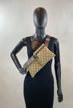 GUCCI BELT BAG GG WEB DOUBLE POCKET IN MONOGRAM